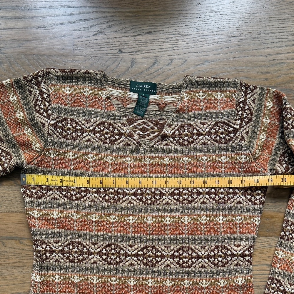 Lauren Ralph Lauren Earthy Toned Knit Sweater 90s vintage size M - Picture 4 of 12